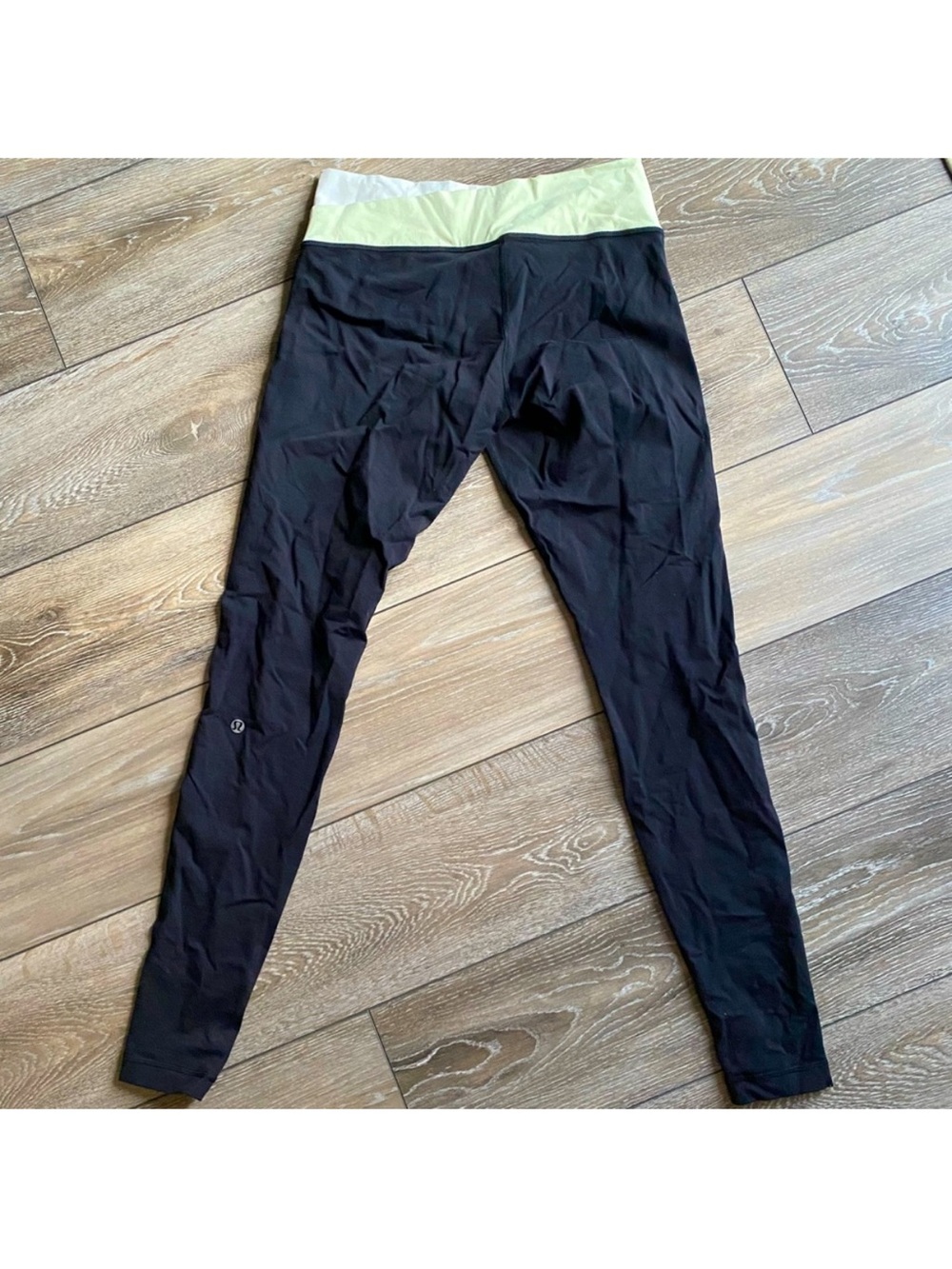 lululemon athletica Black Leggings with Light Green Waistband